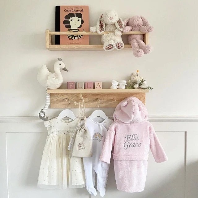 Handmade Nursery Shelf Set: Book Display & Peg Rail