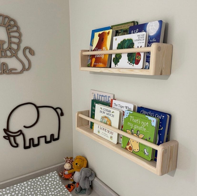 Handmade Nursery Bookshelves: Set Of Two Sustainable Wood Shelves