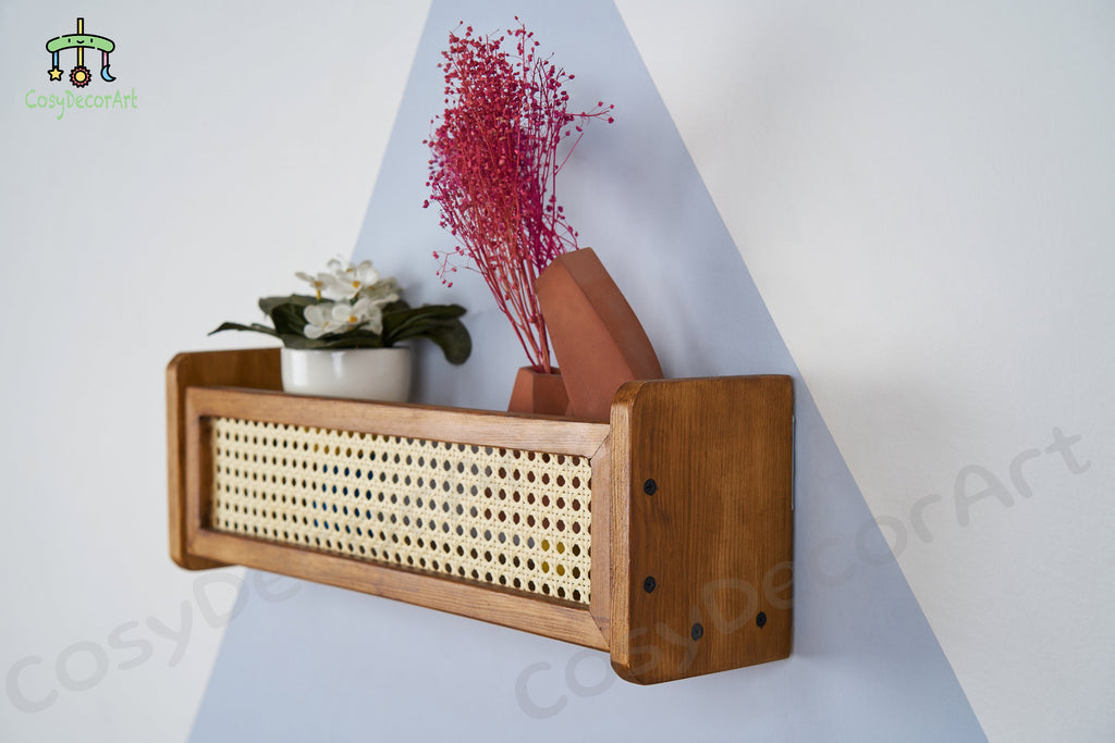 Rattan Bookshelf Wall Shelf - Kids Room Decor, Nursery Shelves,1pcs