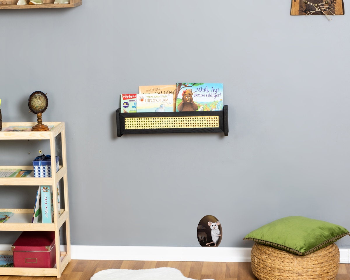 Rattan Bookshelf Wall Shelf - Kids Room Decor, Nursery Shelves,1pcs