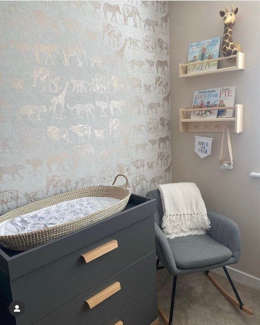 Handmade Nursery Shelf Set: Wooden Bookshelf & Peg Rail