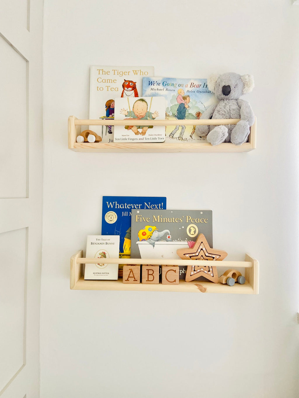 Handmade Nursery Bookshelves: Set Of Two Sustainable Wood Shelves