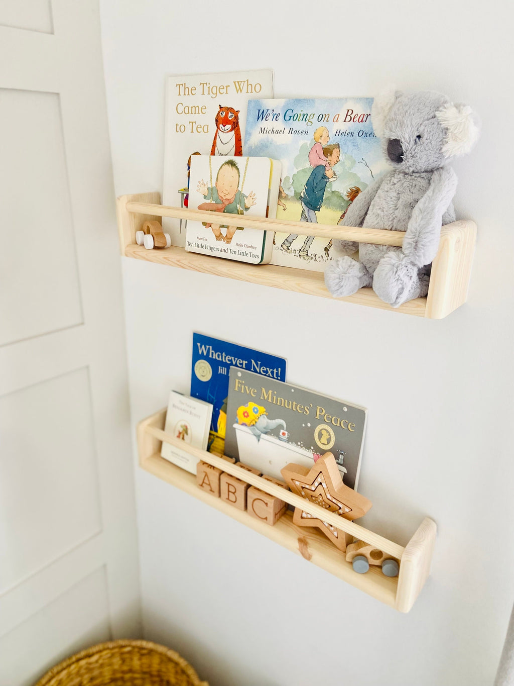 Handmade Nursery Bookshelves: Set Of Two Sustainable Wood Shelves
