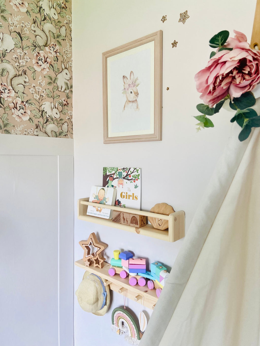 Handmade Nursery Shelf Set: Book Display & Peg Rail