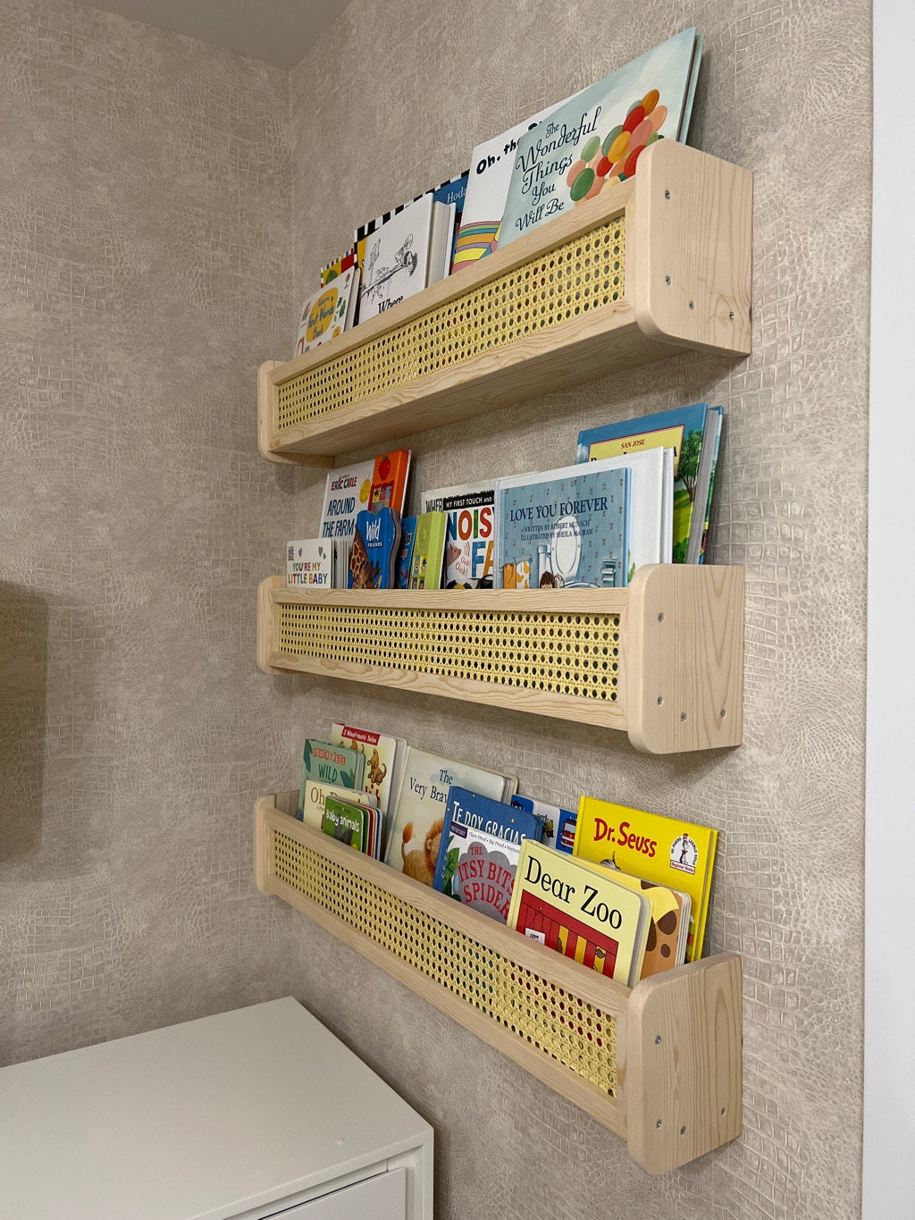 Rattan Bookshelf Wall Shelf - Kids Room Decor, Nursery Shelves,1pcs