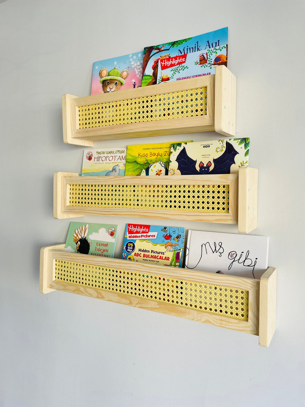 Rattan Bookshelf Wall Shelf - Kids Room Decor, Nursery Shelves,1pcs
