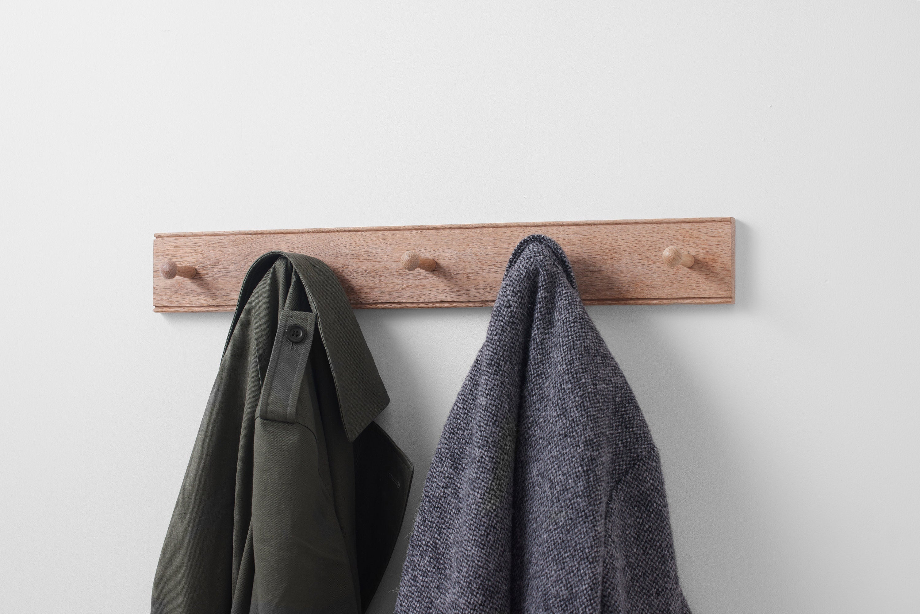 Oak Shaker Peg Rail. Wooden Coat Rack. Storage Rack. Various Sizes. Handmade In Uk
