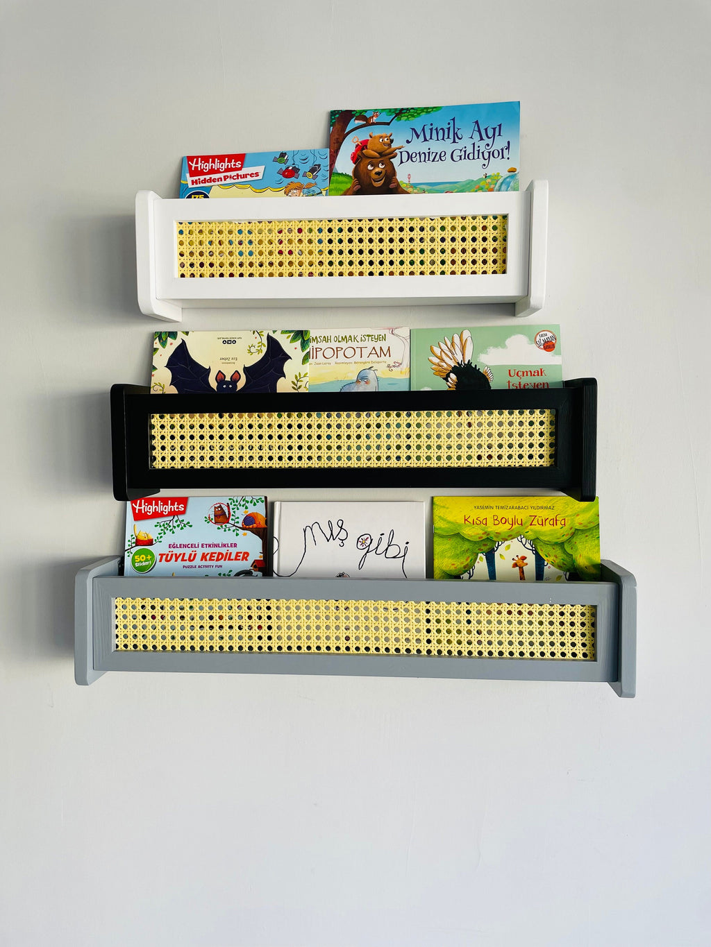 Rattan Bookshelf Wall Shelf - Kids Room Decor, Nursery Shelves,1pcs