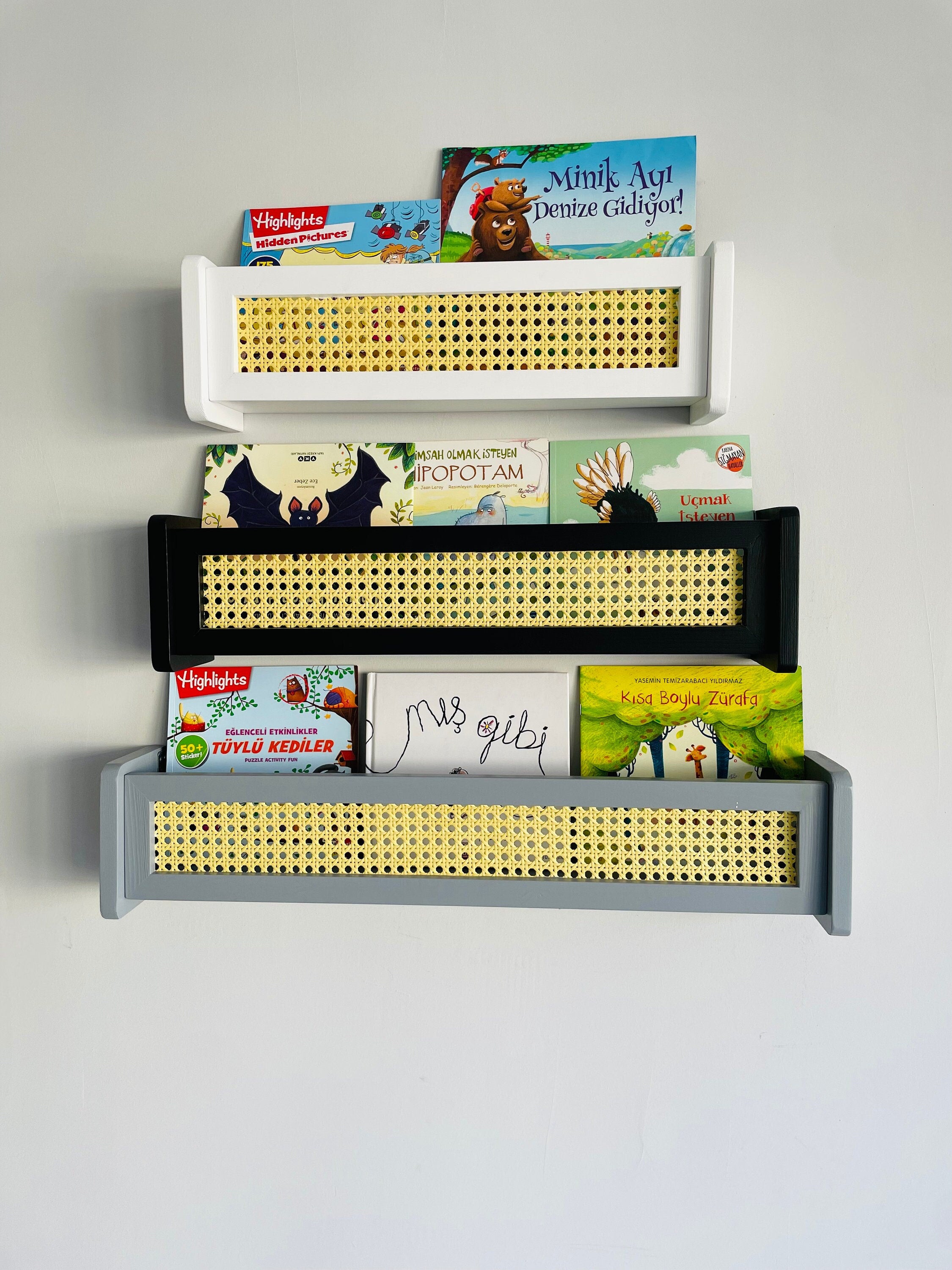 Rattan Bookshelf Wall Shelf - Kids Room Decor, Nursery Shelves,1pcs