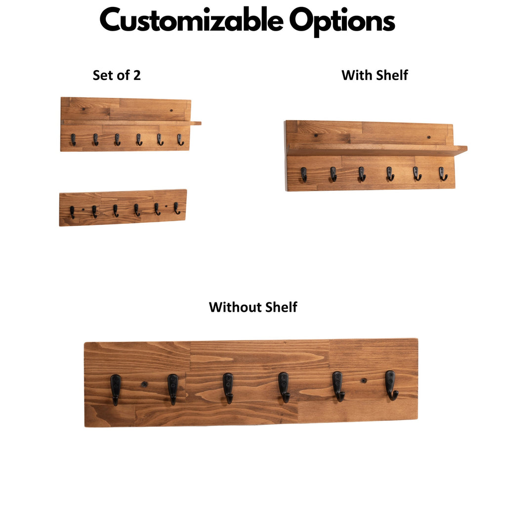 Coat Rack With Shelf | Key Holder | Entryway Organizer | Towel Rack | Wall Mounted Coat Rack With Storage