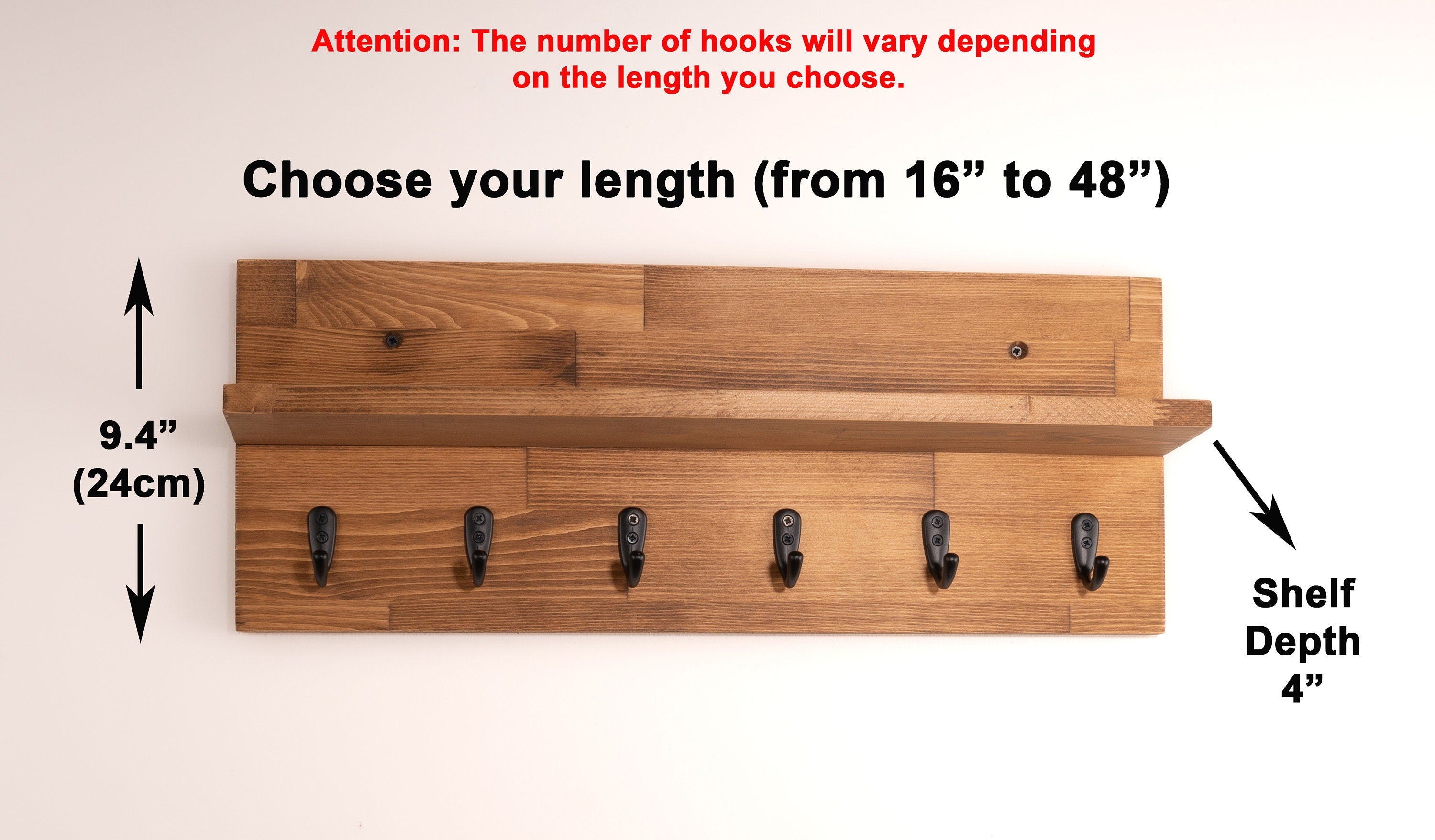 Coat Rack With Shelf | Key Holder | Entryway Organizer | Towel Rack | Wall Mounted Coat Rack With Storage