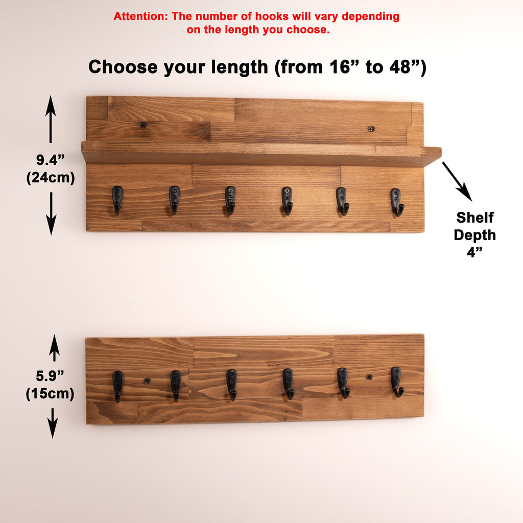 Coat Rack With Shelf | Key Holder | Entryway Organizer | Towel Rack | Wall Mounted Coat Rack With Storage