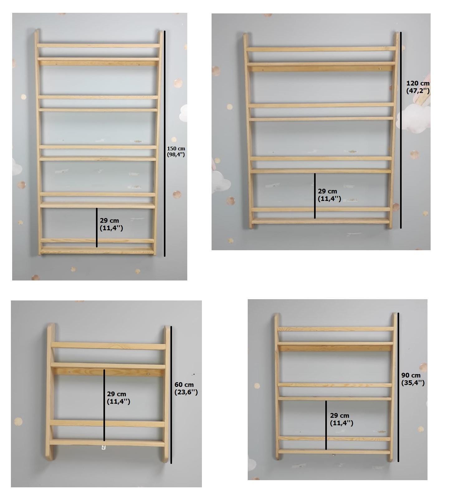 Wall Mounted Montessori Bookshelf For Kids, Natural Pine Toddler Book Rack, Eco-friendly Wooden Nursery Shelf Organizer