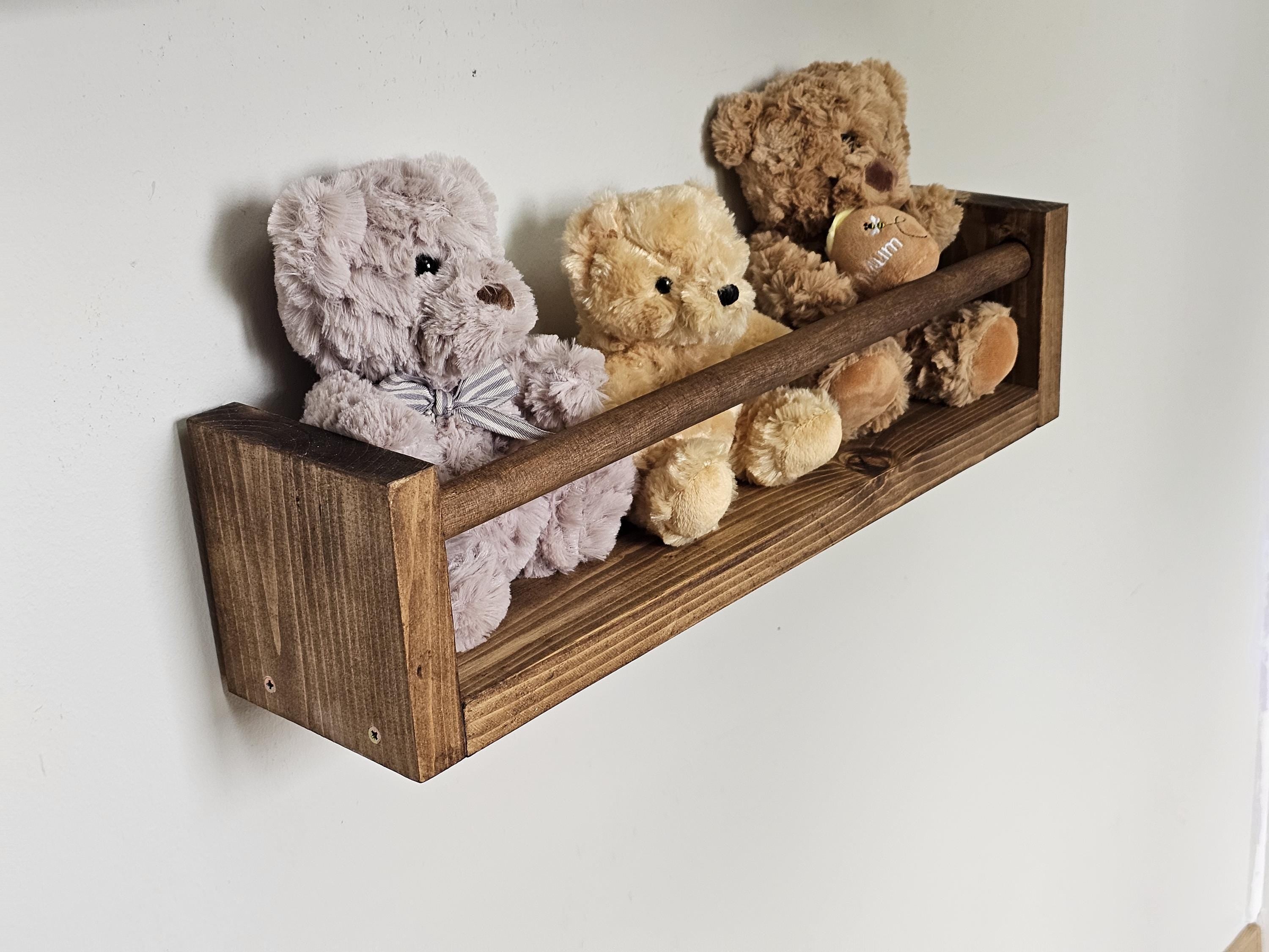 Handmade Rustic Wood Nursery Shelf With Clothes Rail - Floating Bookshelf