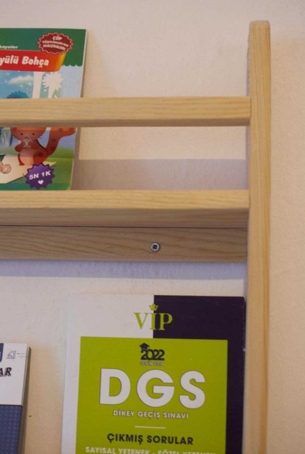 Wall Mounted Montessori Bookshelf For Kids, Natural Pine Toddler Book Rack, Eco-friendly Wooden Nursery Shelf Organizer