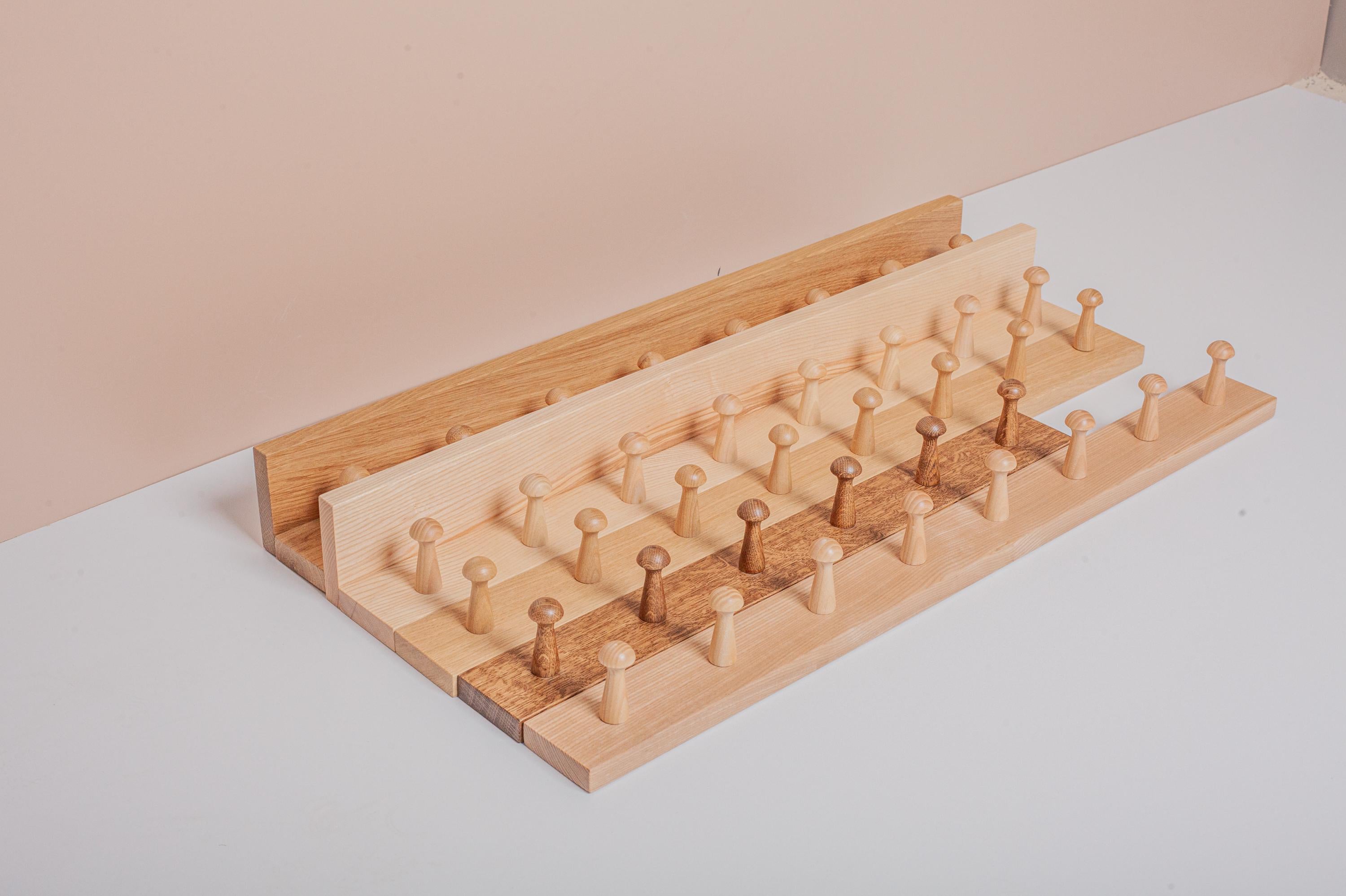 Oak Wooden Peg Shelf, Floating Japandi Wall Organizer With Hooks, Shaker Style Hallway Rack, Practical Entryway Storage