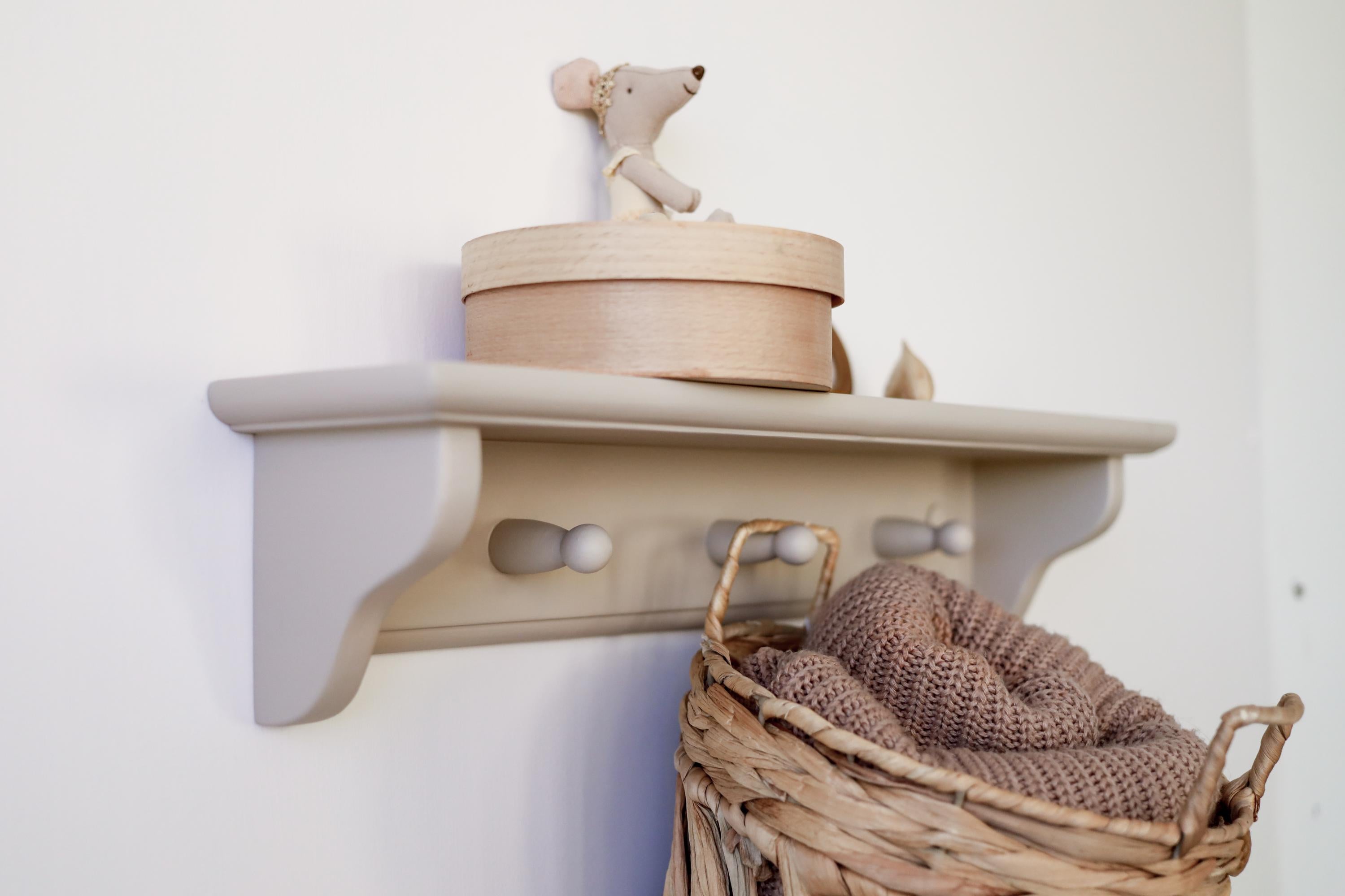 Minimalist Wall Shelf For Baby Room, Neutral Nursery Decor, Shaker Shelf With Peg Rail, Thoughtful Gift For New Mom