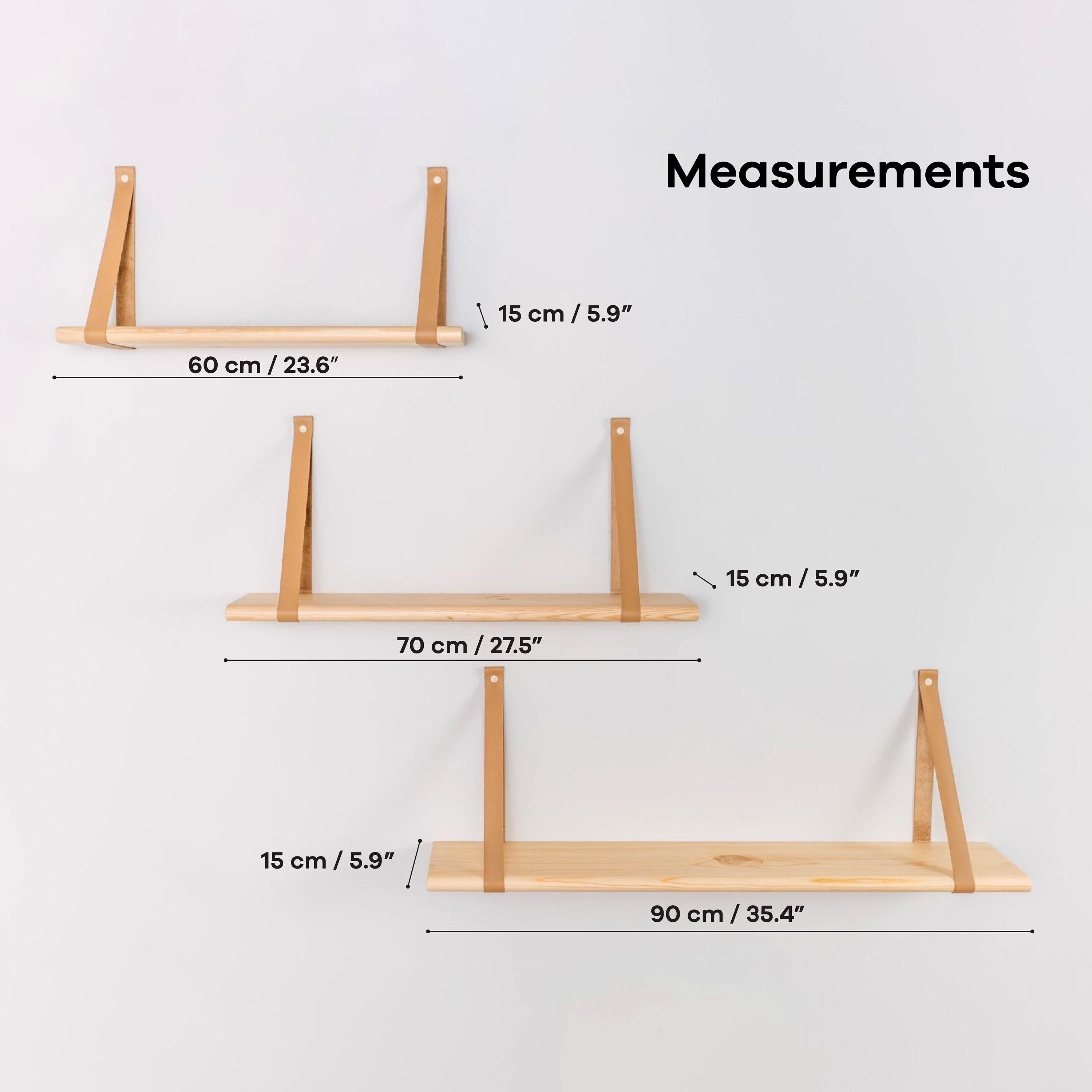 Nursery Hanging Bookshelf, Floating Wood Shelves With Leather Strap, Montessori