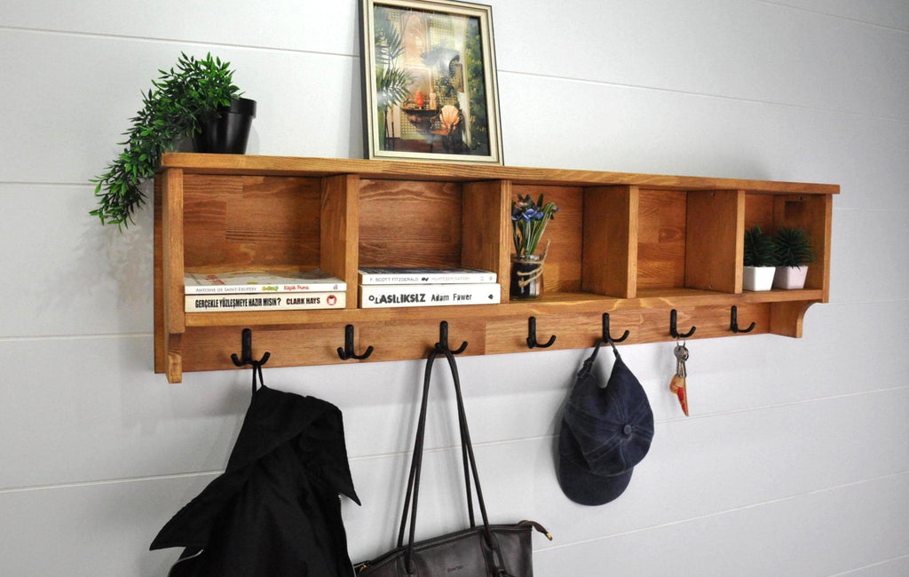 Entryway Coat Rack With Cubbies, Coat Rack With Shelf, Coat Rack With Storage,  Rustic Coat Rack, Entryway Organizer