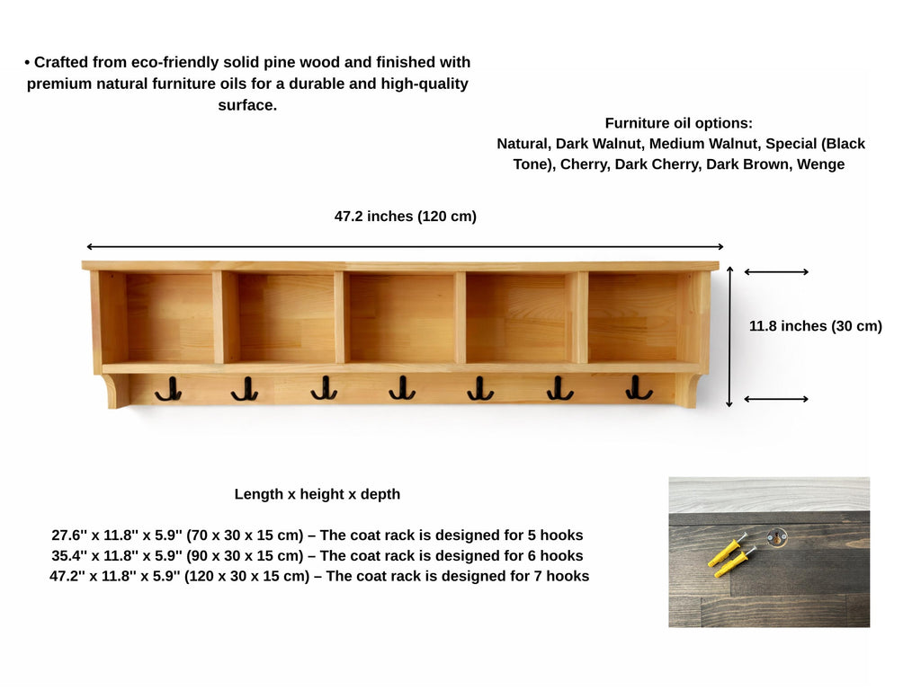 Entryway Coat Rack With Cubbies, Coat Rack With Shelf, Coat Rack With Storage,  Rustic Coat Rack, Entryway Organizer