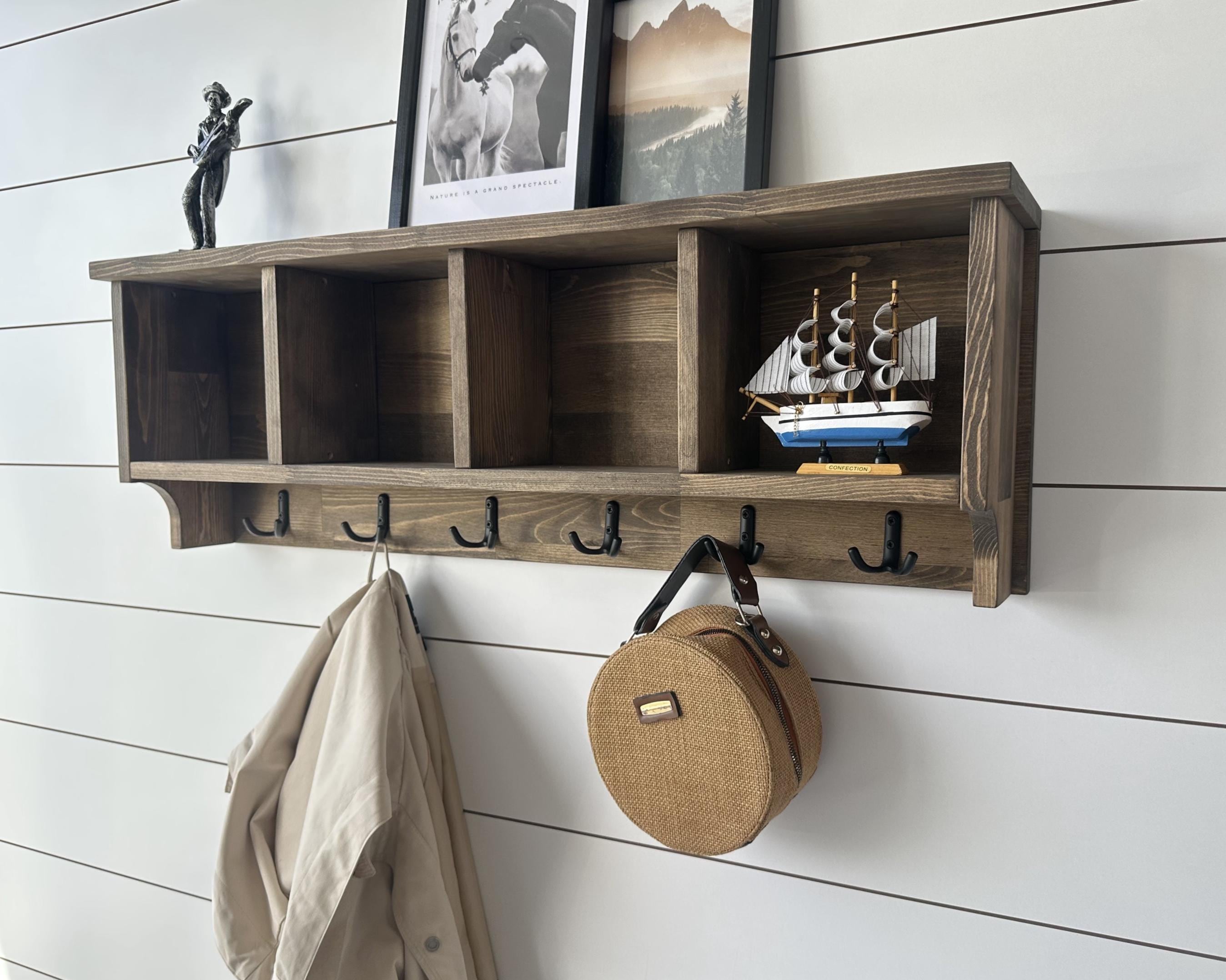 Entryway Coat Rack With Cubbies, Coat Rack With Shelf, Coat Rack With Storage,  Rustic Coat Rack, Entryway Organizer